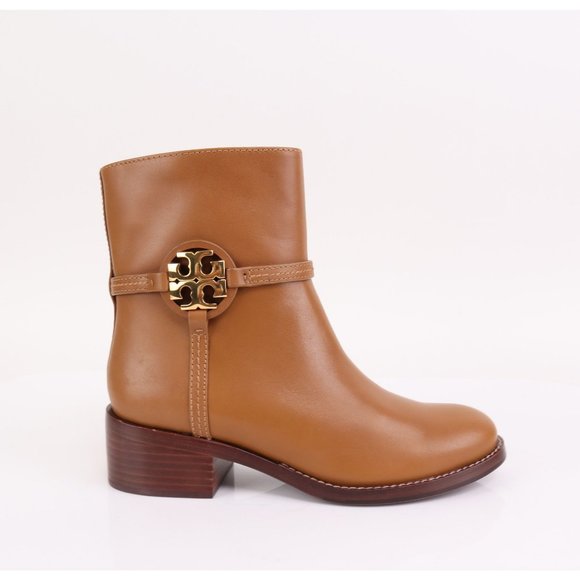 NIB Tory Burch MILLER Logo 45mm Bootie Boots Dark Tiramisu 6.5-8.5 - Picture 3 of 8